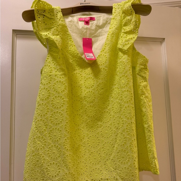 Lily Pulitzer Lina Top NWT size Large Lime Green Flutter Sleeve Blouse - Picture 5 of 5